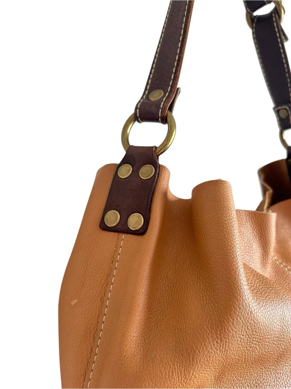 Lucky Brand Vintage Leather Tan Brown Slouchy Hobo - Picture 7 of 13